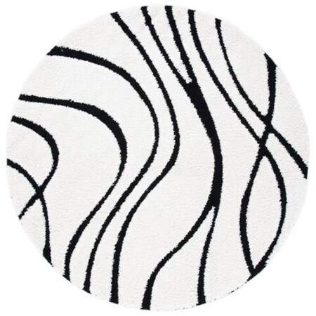 Safavieh 6 ft.-7 in. x 6 ft.-7 in. Shag Round Rug; Ivory & Black SG471-1290-7R